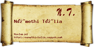 Némethi Tália névjegykártya